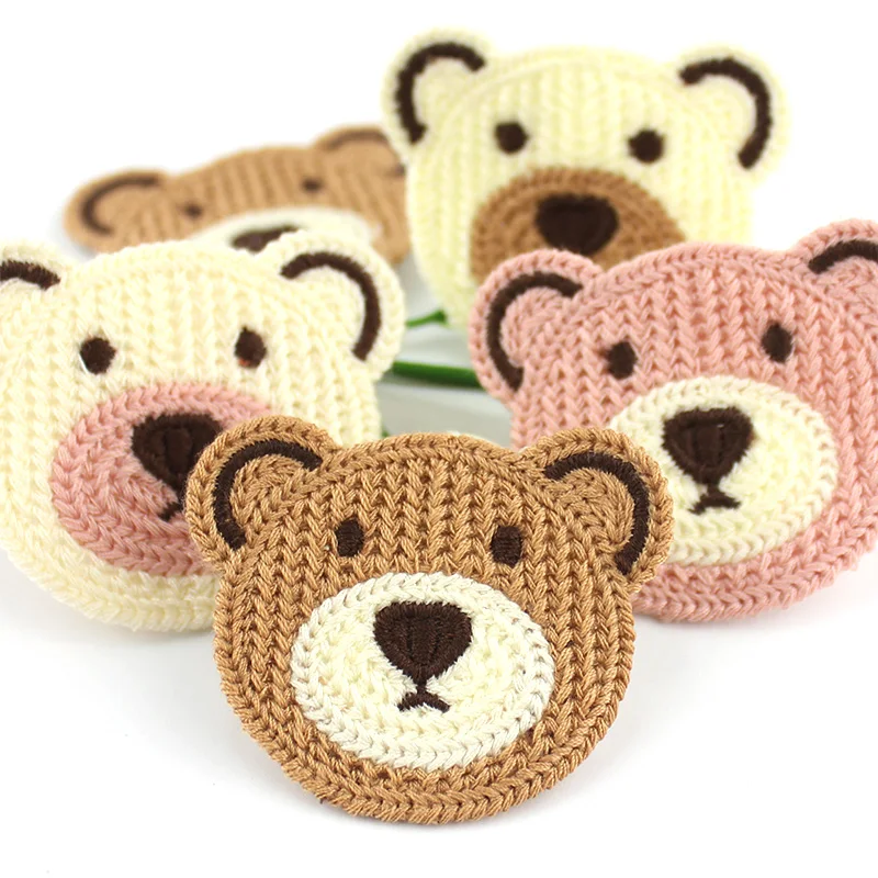 16Pcs 5*5.8cm Cartoon Embroidery Bear Appliques For DIY Headwear Hairpin Crafts Decoration Clothing Patches Accessories