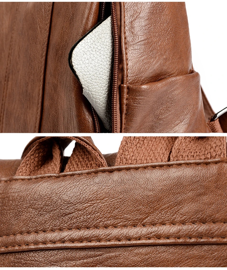 Luxury Brand Anti-Theft Women's Backpack High-Quality Leather Sac a Dos SchoolBag Knapsack for Female