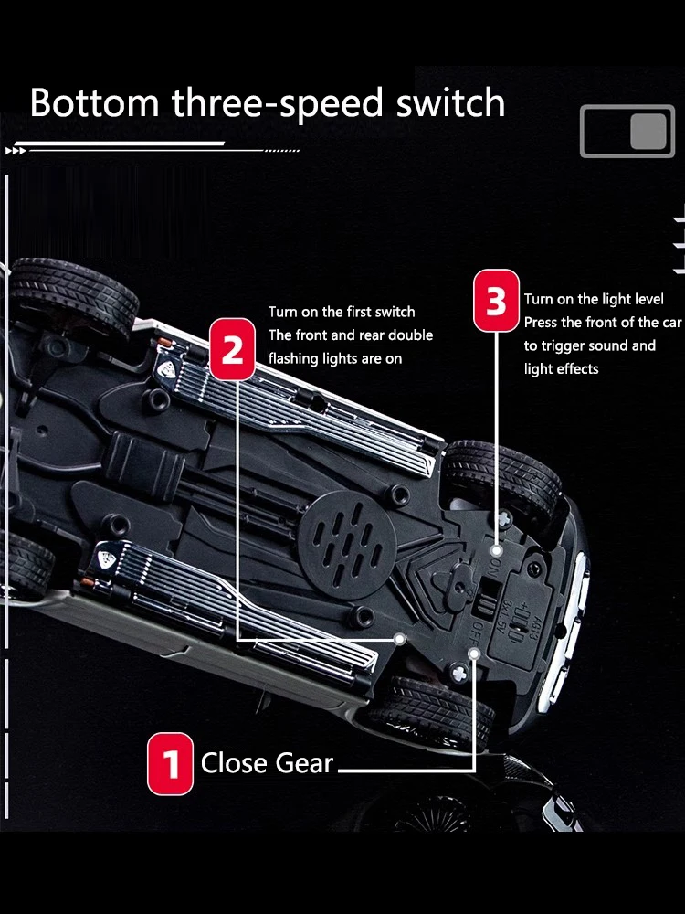 Gls600 Simulação de modelo de carro de liga, som e luz, brinquedo puxado, veículo off-road metálico, enfeites de coleção, presente para meninos, 1:24