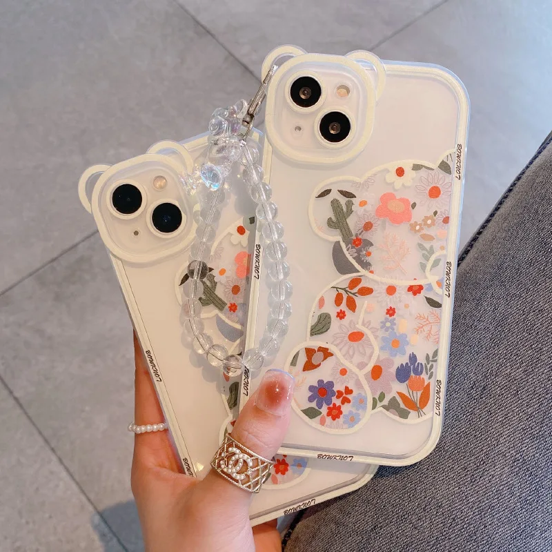 2023 phone case Floral Bear iPhone 13 Case - New iPhone 11 Fairy Edition - High-end XR/XS Max Printed phone case with drawstring