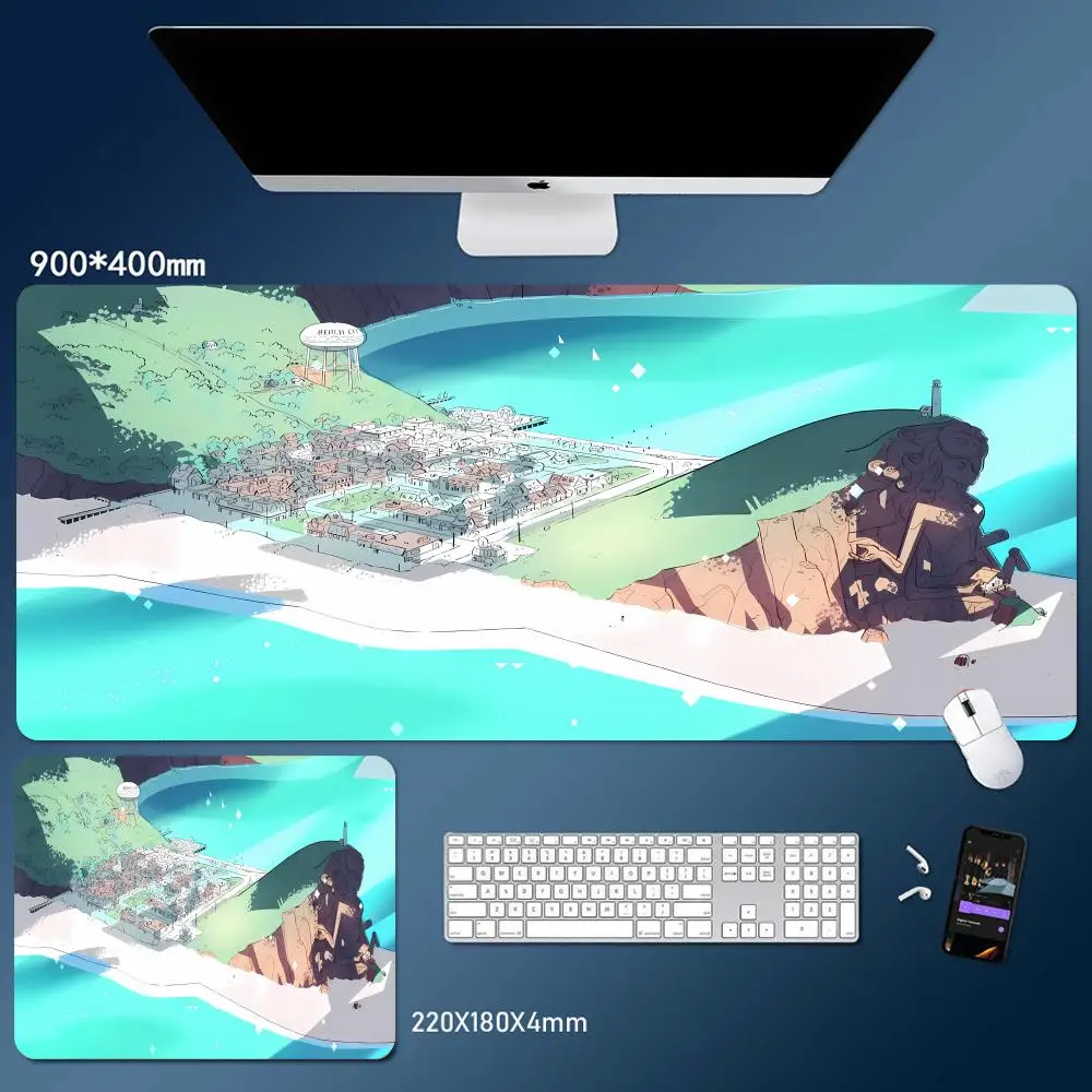 

Port Town Mouse Pad Desk Mouse Pad Nice HD Desk Pad Extended Gaming Keyboard Mats Large XXL Gamer Mousepad 90x40