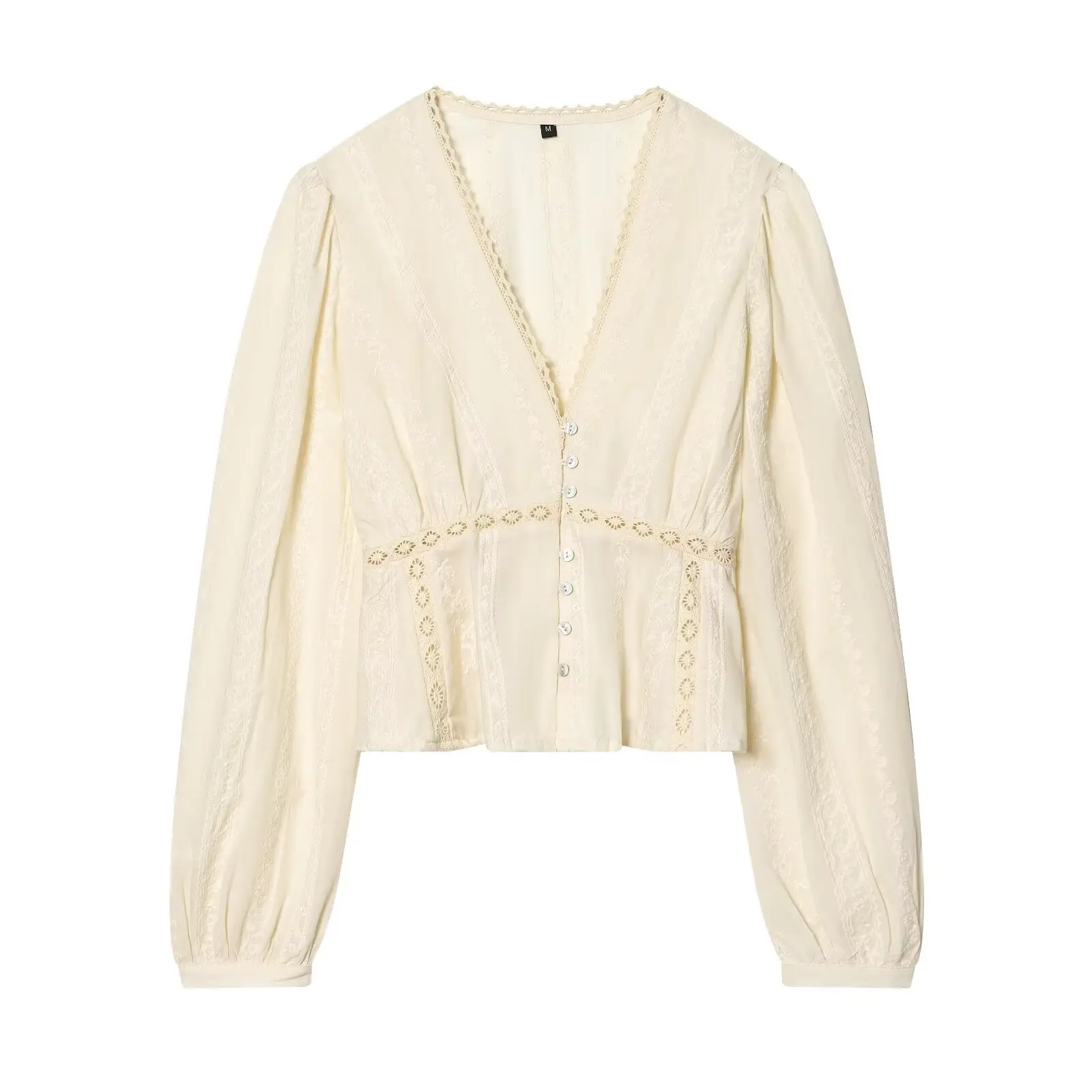 

WOMAN 2026 Summer New Fashionable Casual V-neck Embroidered Romantic Style Shirt Retro Women's Shirt Chic Top Blouses Mujer