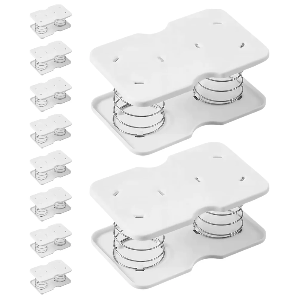 

10 Pcs Box Holder Tissue Box Holder Spring Base Adjustable Design Bathroom Dining Table Desktop Organizer White