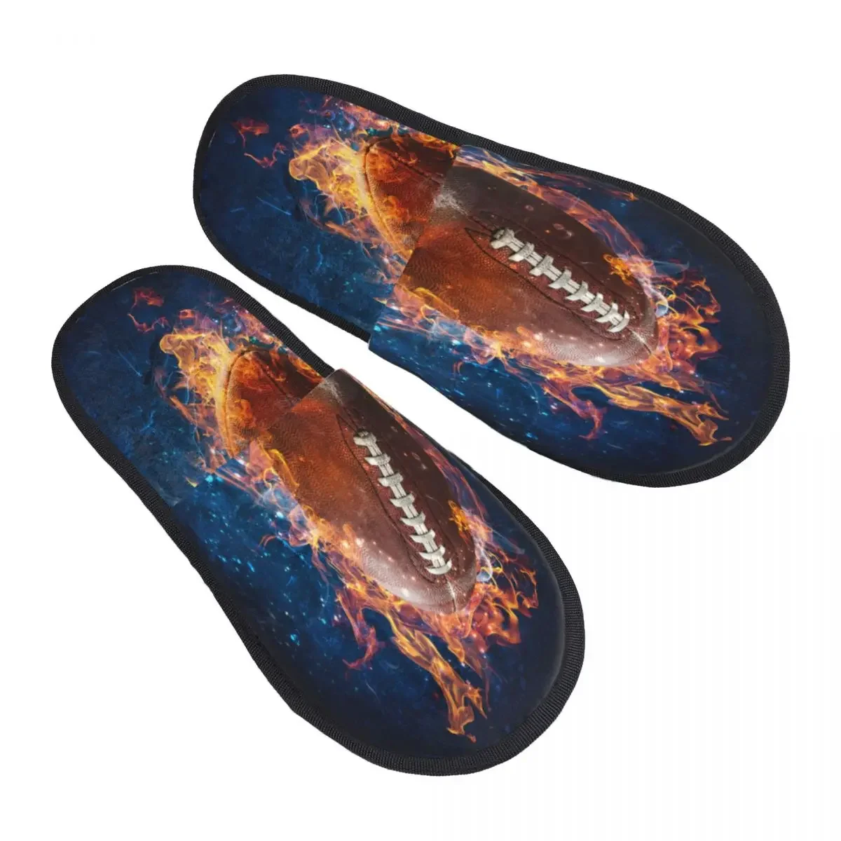 Men Women Plush Indoor Slippers American Fire Football Warm Soft Shoes Home Footwear Autumn Winter 2023