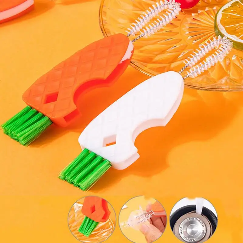 Cup Lid Detail Brush Carrot Design Distinctive Brush Collapsible And Portable Kitchen Utensils For Nursing Bottle Drinking Cups