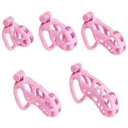 Pink Male Chastity Cage Lock Cock Device Kit With 4 Arc Penis Rings Sex Toys For Men Gay Scrotum Adult Games Sex Shop 18+