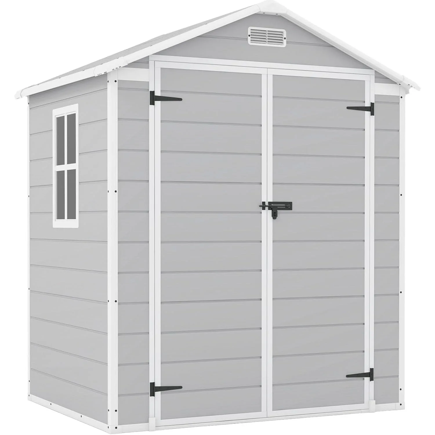 6x4 FT Plastic Outdoor Storage Shed, Resin Shed Perfect To Store Patio Furniture, GardenTools Bike Accessories, Beach Chairs