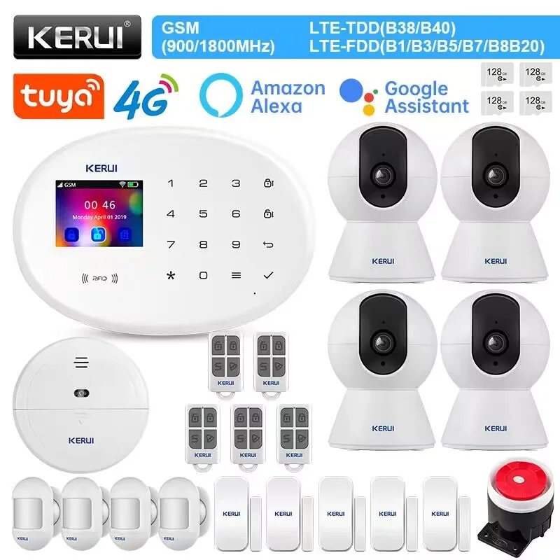 

KERUI W204 Alarm System Tuya Smart Home Kit 4G WIFI GSM Alarm Anti Thief Security System IP Camera Motion Sensor Detector Siren