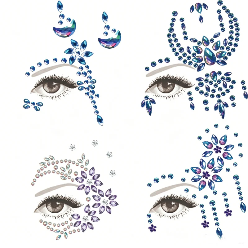 Half Face Mermaid Rhinestone Stickers – Acrylic Resin Tattoo for Forehead & Temple, Festival Party Face Jewels, Euphoria Sparkle - view 4
