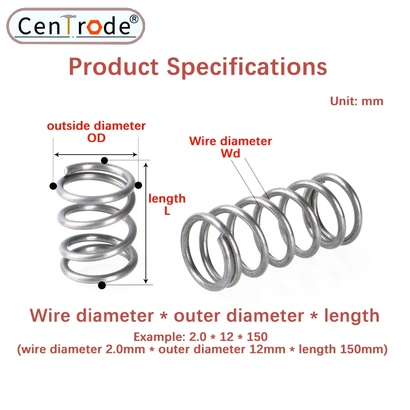 10 PCS Wire Diameter 1.2mm 304 Stainless Steel Compressed Spring Wire Diameter 1.2mm External Diameter 6-22mm Pressure Spring