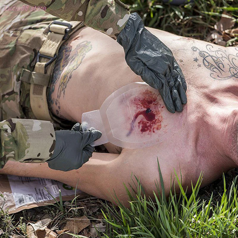 Parche de primeros auxilios ventilado para supervivencia, pegatina de Trauma de emergencia, Parche de rescate de América del Norte, herramienta al aire libre