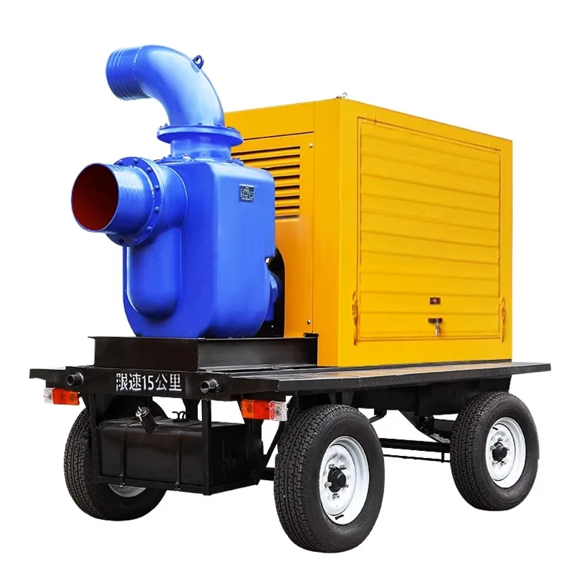 High pressure dewatering centrifugal diesel engine driven self-priming diesel irrigation pump