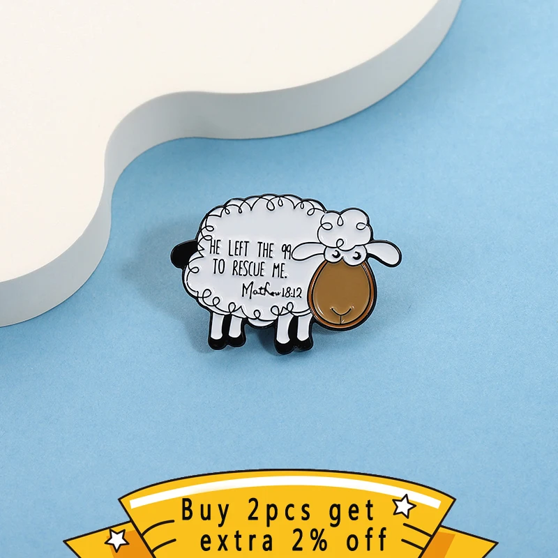 He Left The 99 To Rescue Me Enamel Pins The Gospel According To St. Matthew Christian Faith Brooch Bag Lapel Badge Jewelry Gifts