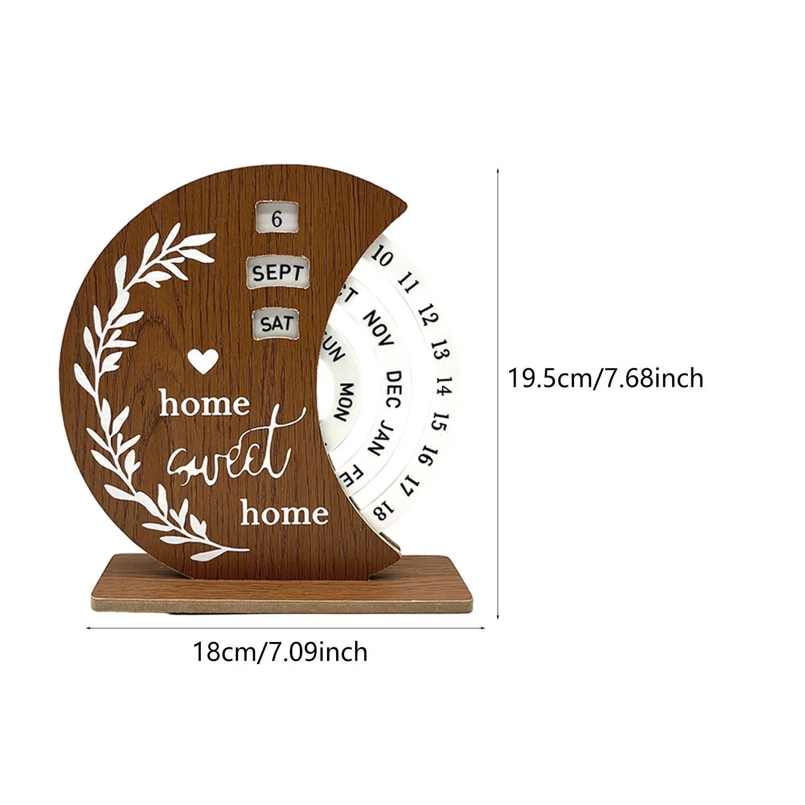 Вечный настольный календарь с деревянным диском, вращающийся настольный календарь для полки