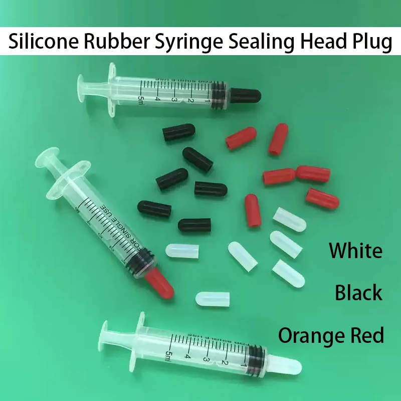 

1-100PC White/Black/OrangeRed Food Grade Silicone Rubber Needle Cover Syringe Sealing Test Tube End Cap Sealing Head Rubber Plug