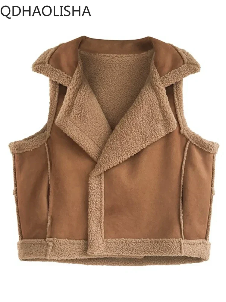 Gilet da donna caldo moda elegante pendolarismo gilet senza maniche larghi per le donne nuova giacca invernale tinta unita capispalla