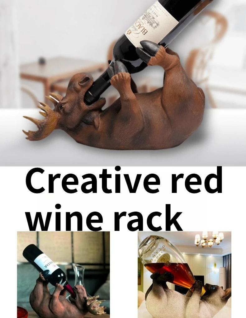 

NEW Light Luxury High-end European Deer Red Wine Rack Decoration Living Room Wine Cabinet Decoration