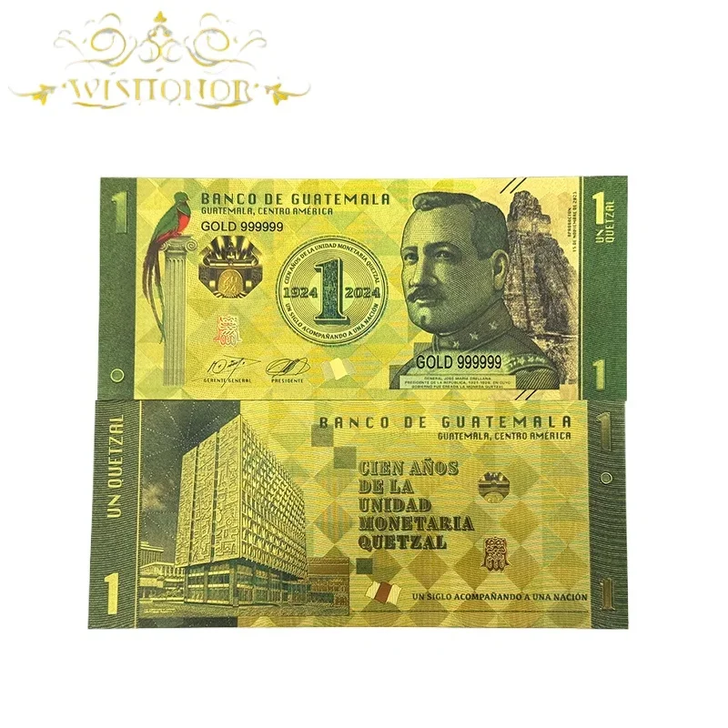 

10pcs/lot Nice 2025 Guatemala Banknote in 24K Gold Plated For Collection