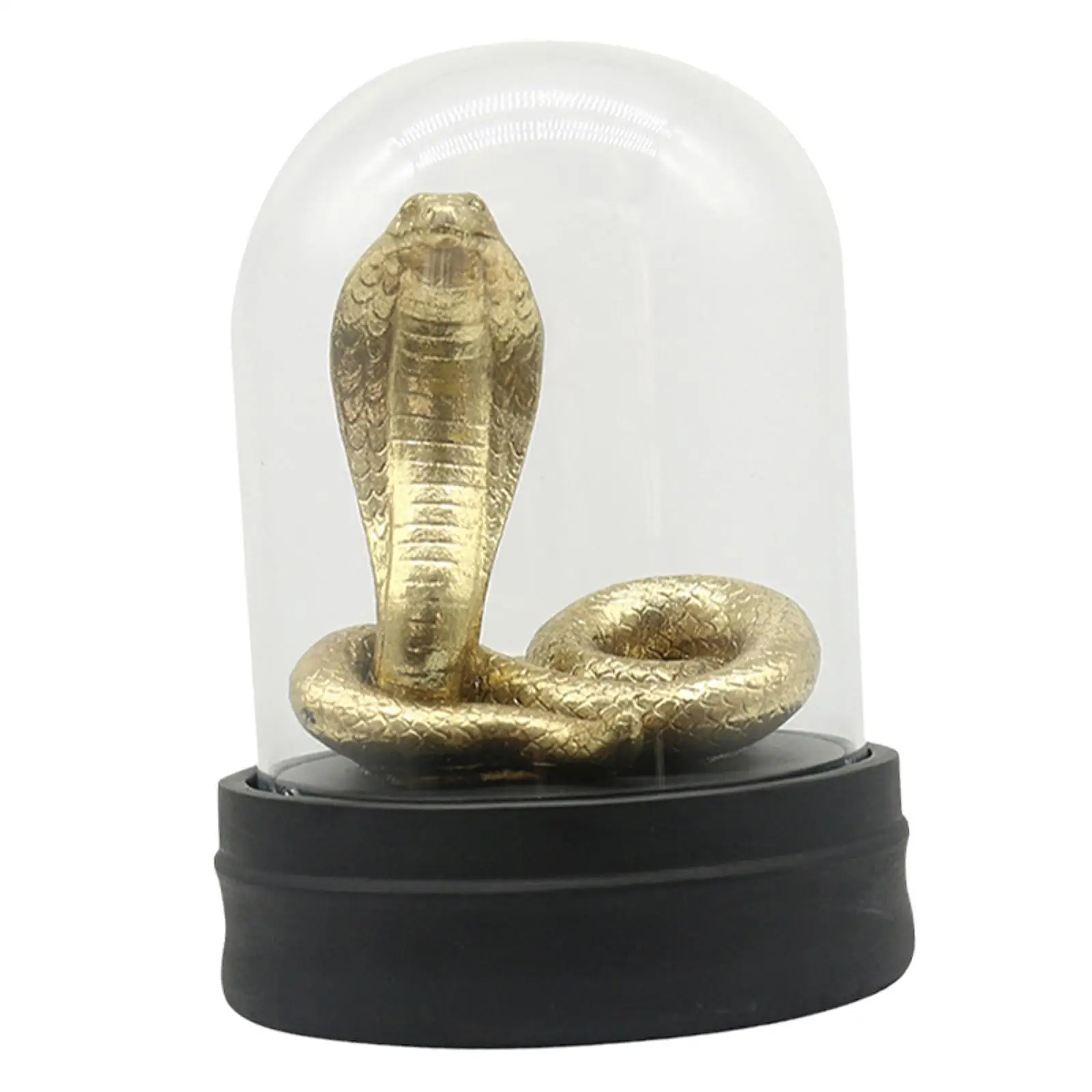 Snake Statue , Snake Sculpture ,Glass Dome Cloche Tabletop Ornament, Snake Figurine for Bedroom Party Countertop