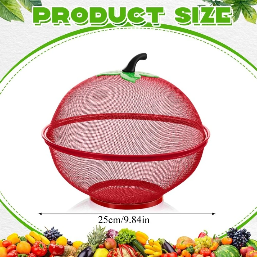 New Metal Fruit Basket with Mesh Cover Kitchen Storage Rack Suitable for Home and Outdoor Easy To Clean and Moisture Resistant