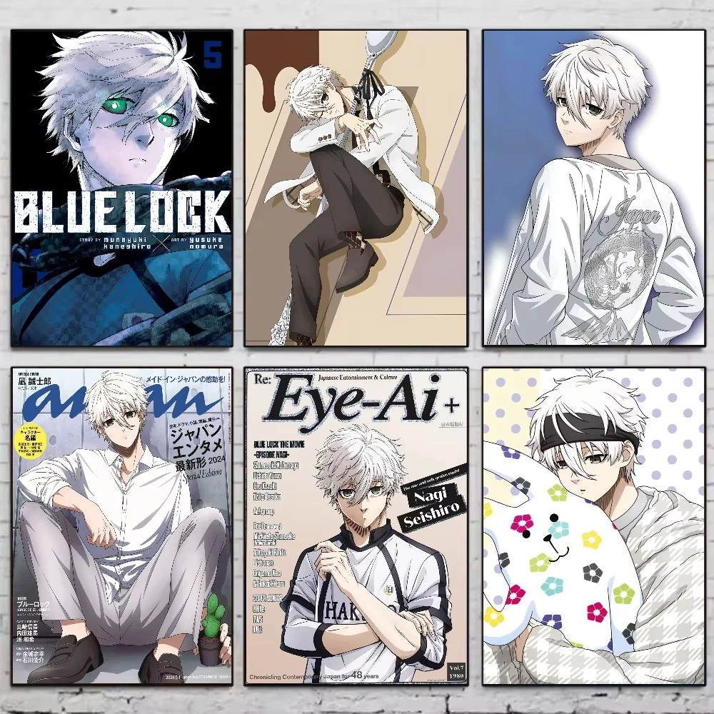 Nagi Seishiro BLUE LOCK Poster Aufkleber Kunst Wandbilder Dekor Spielzimmer Dekoration Geschenke Kawaii HD Gemälde Katzen Autos