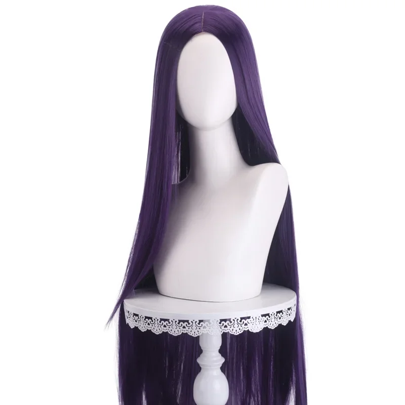 Lange gerade Cosplay-Perücke, 100 cm, Mittelscheitel, zentraler Split, blond, rosa, rot, lila, hitzebeständige Kunsthaar-Perücken