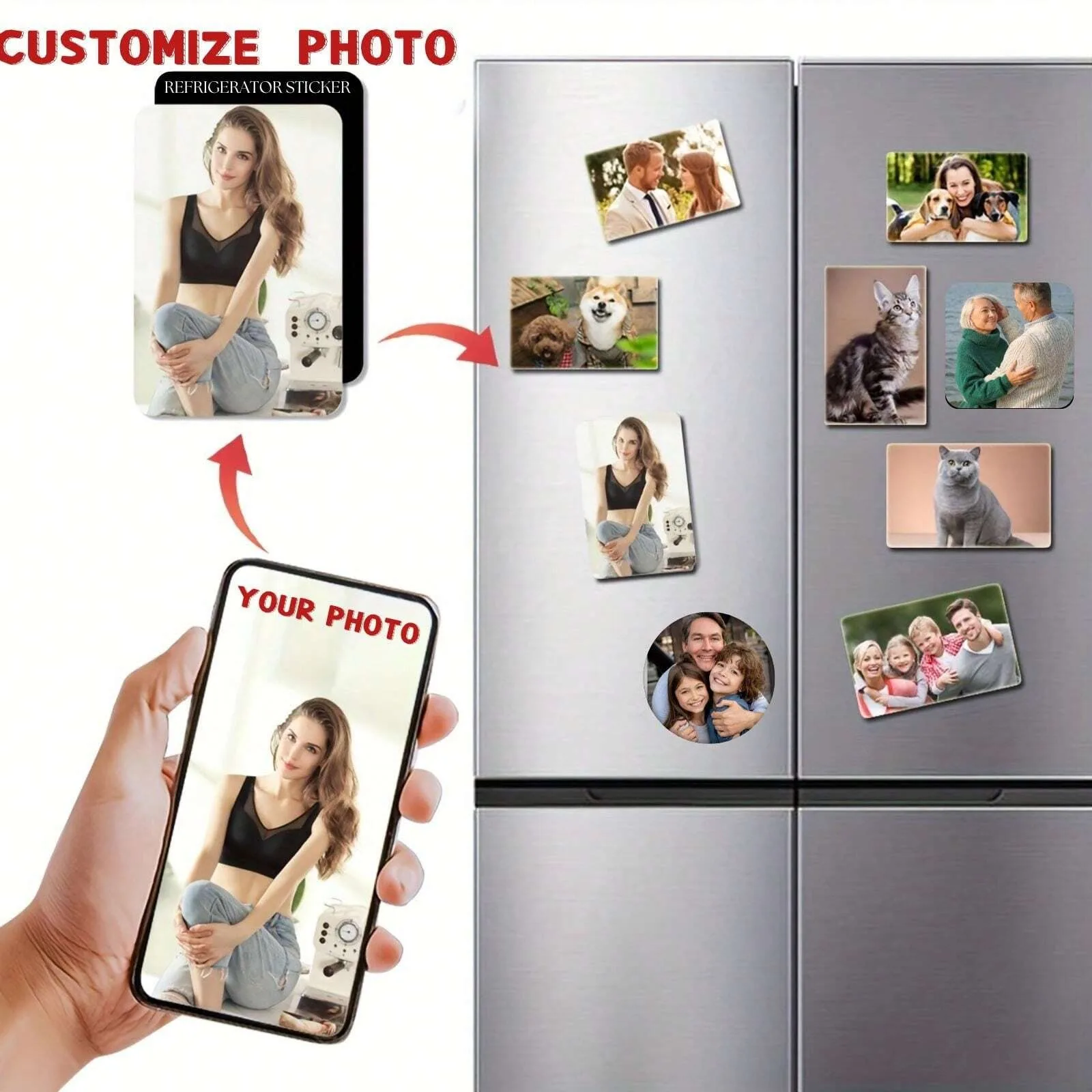 Customize Photo Refrigerator Sticker, Personalized Refrigerator Sticker Magnet Decoration, Can Print Photos Of Any Design