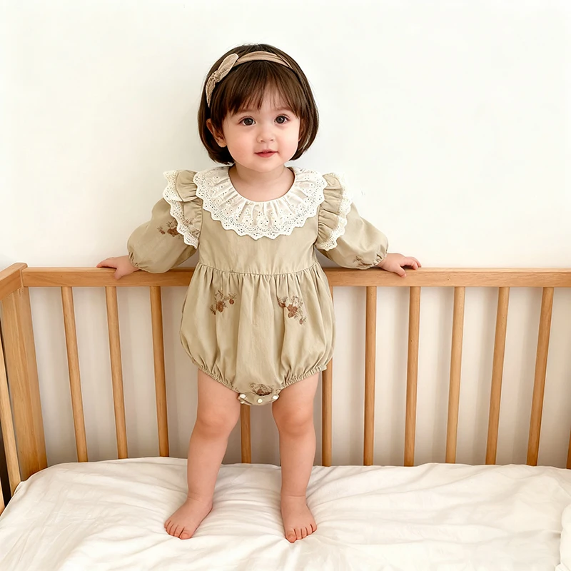 Frühling Herbst Neugeborenen Baby Mädchen Druck Overall 0-24M Langarm Baumwolle Kleinkind Baby Mädchen Body Baby Mädchen süße Kleidung