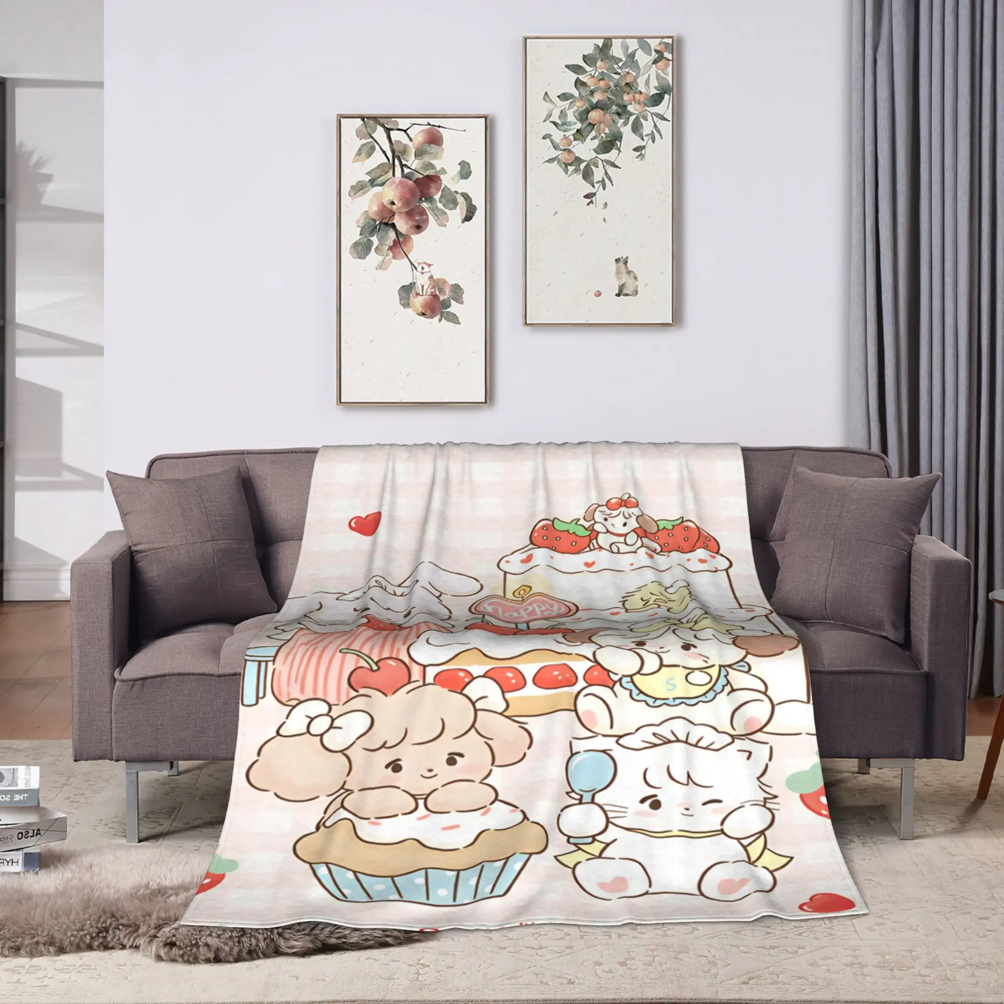 Mikkos Mousses Blanket  Warm Street Trend Plush Throw Blanket For Couch Bed Picnic Flannel Bedspread Bed Cover