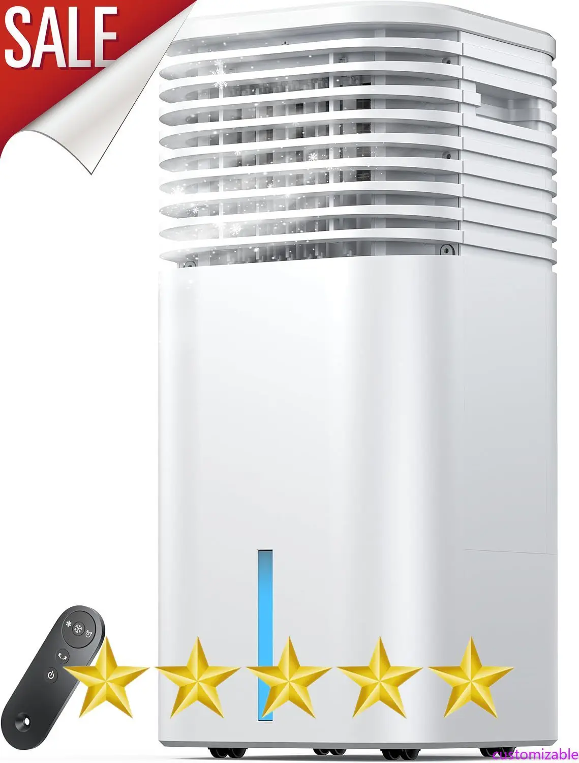 

Customizable Windowless Portable Air Conditioner, 24.7" Small Evaporative Air Cooler for Room No Window, 3-Speed Settings
