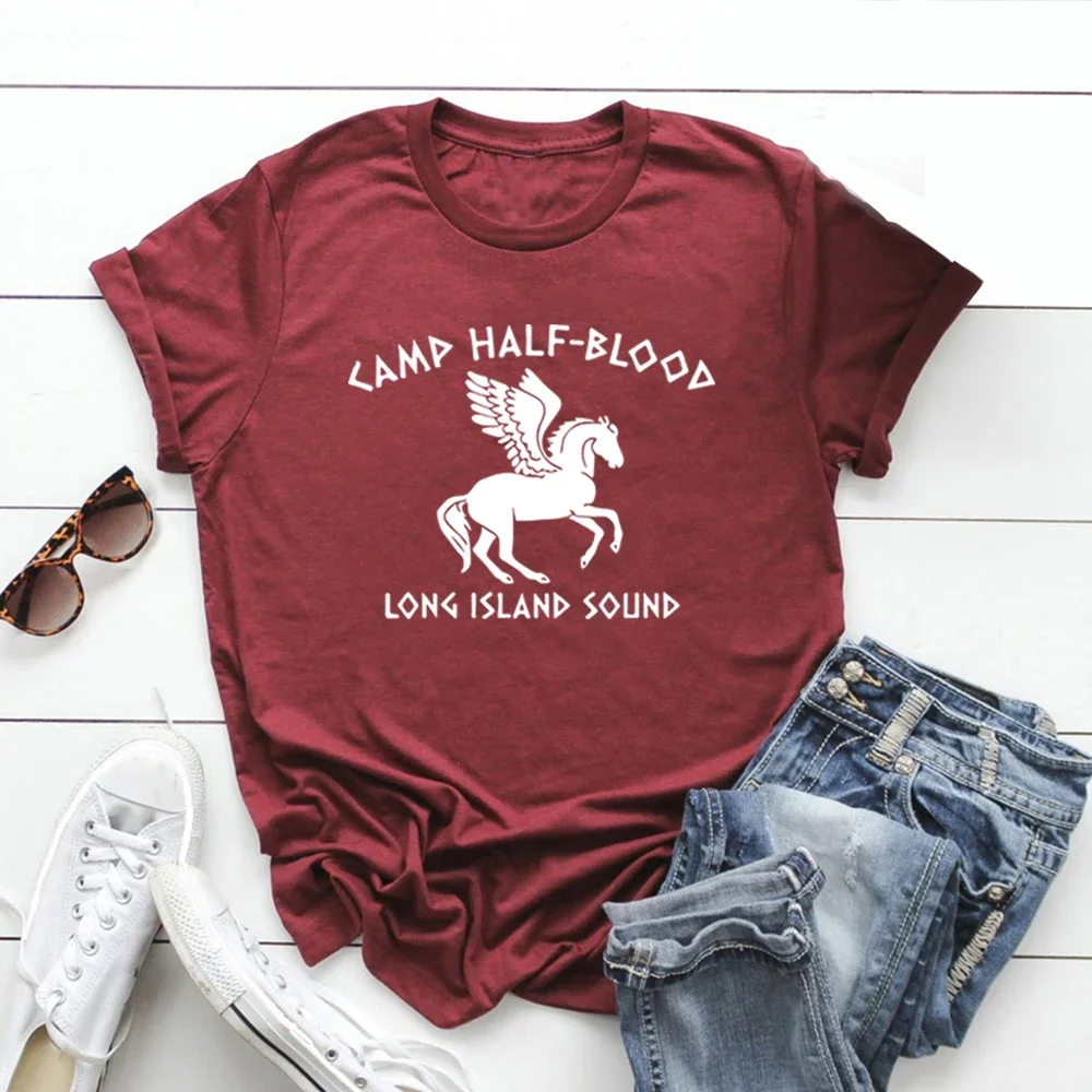 Camp Half Blood T Shirts Percy Jackson T-shirts Unisex Short Sleeve Graphic Tees Vintage O-Neck Tshirt Men Women Magical Gifts