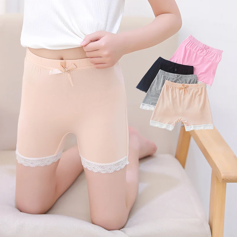 Hot-selling girls safety shorts pants high stretch flat bow shorts lace seamless underwear children’s breathable underwear