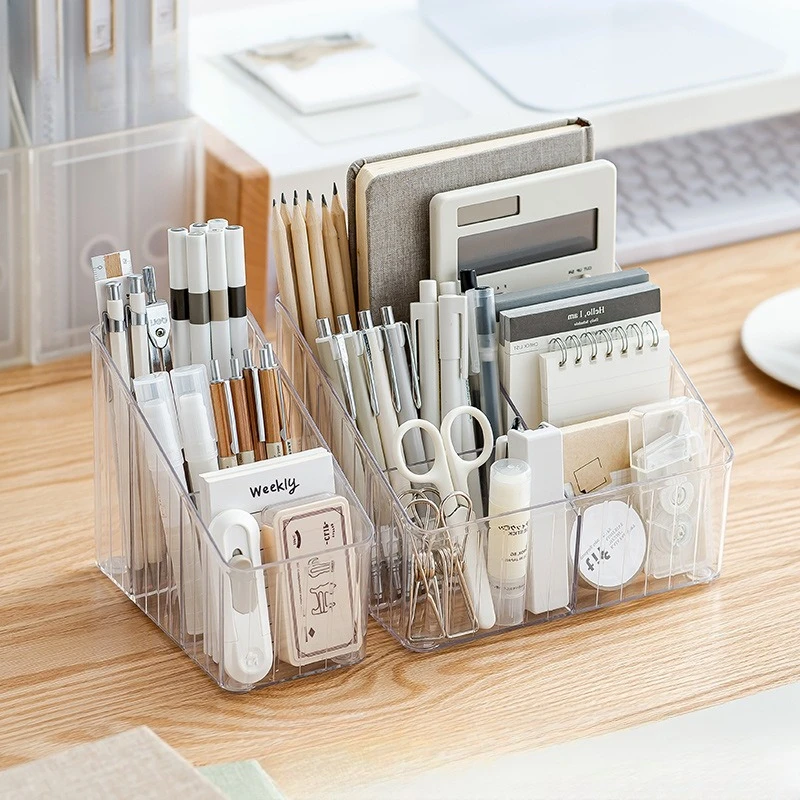 Light Luxury Transparent High-value Pen Holder, Office Desktop Large Capacity Storage Box
