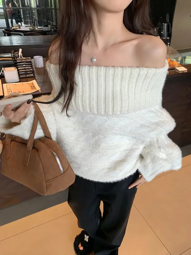 Autumn Winter New Design Sense Loose Slim Sweater Sweater Jacket Short Long Sleeve Tops Twist Pullover Sweater Women Outer Wear