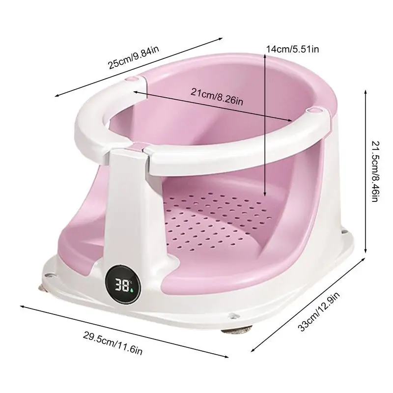 مقاعد حمام للأطفال الصغار كرسي جلوس مقعد استحمام للأطفال قابل للطي لدعم كامل الجسم مبطن مع مستشعر درجة الحرارة لعمر 0-3 سنوات