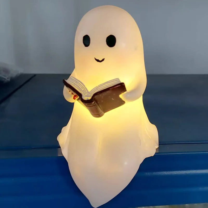 New Cute Ghost Reading Book Lamp Cute Ghost Reading Light LED Halloween Craft Ornament Gift