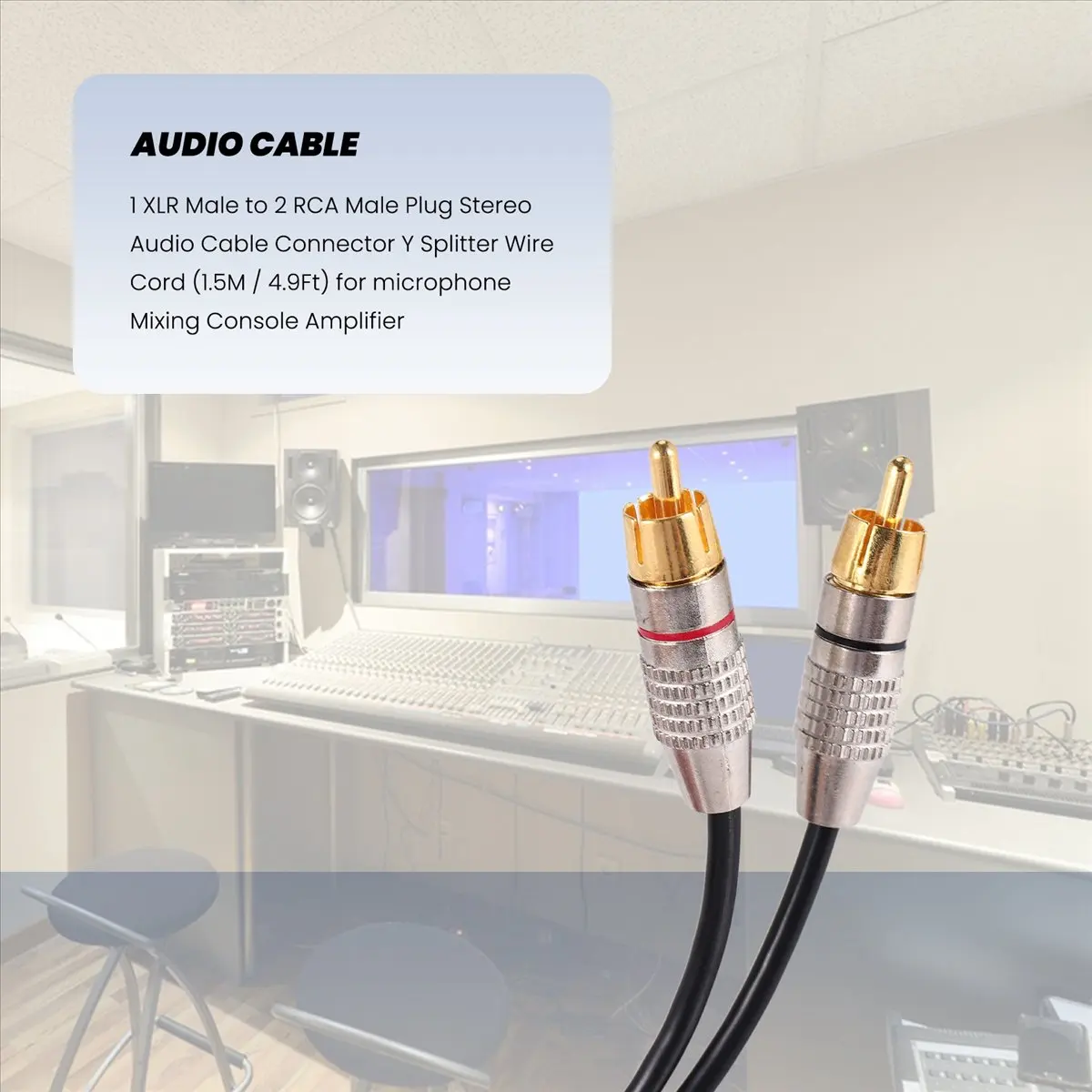 CCDDBG 1 XLR Male to 2 RCA Male Plug Stereo Audio Cable Connector Y Splitter Cord for Microphone Mixing Console Amplifier(1.5M)