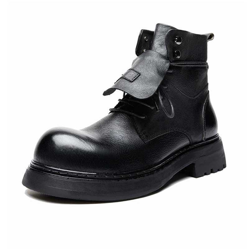 

2025 New Genuine Leather Men's Shoes High-Quality Ankle Boots Comfortable Retro Casual Short Boots Motorcycle Boots