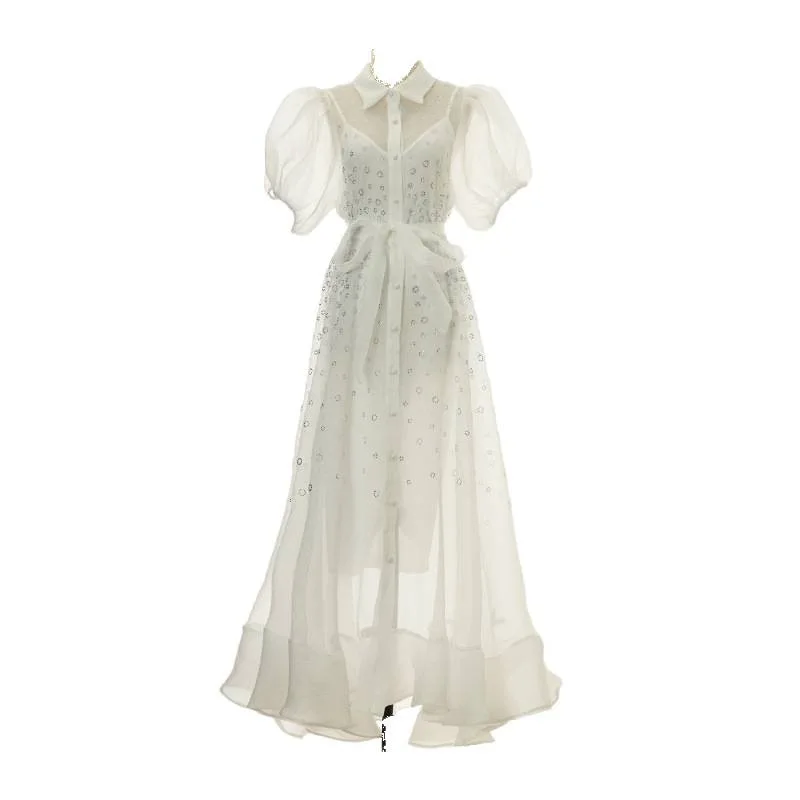 Ele Bubble Summer ort Sve Fro Damen-Dr. Par-Rock, hohe Taille, Samtstoff, Blumenverzierung, fünf Farben