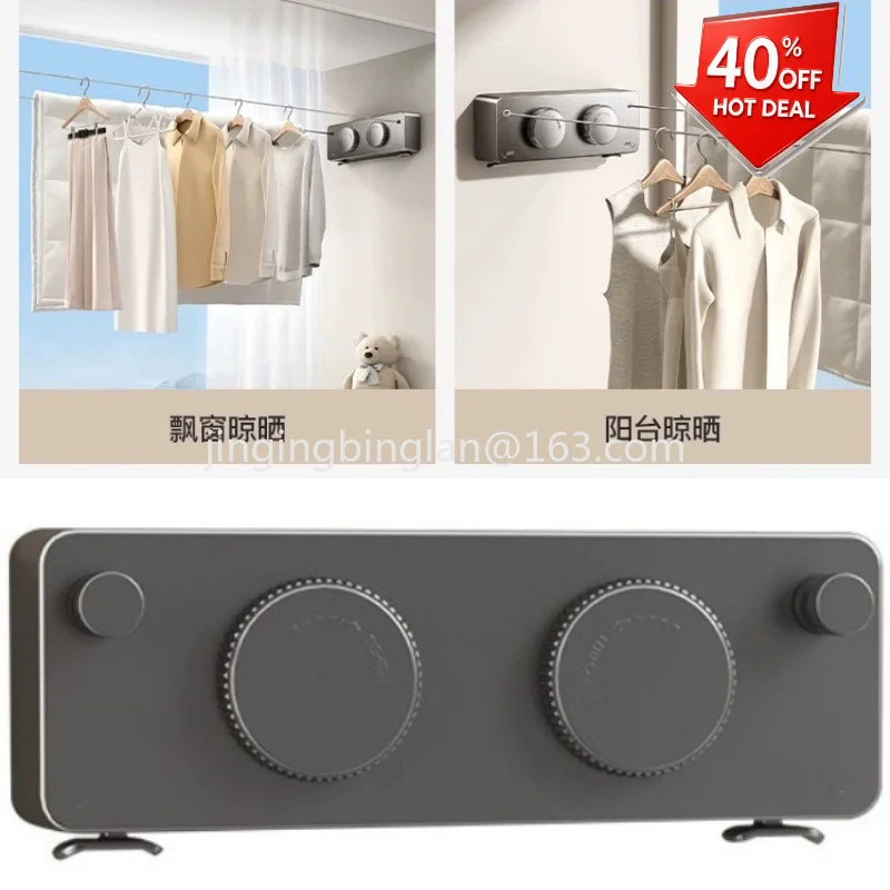 Factory direct sales of telescopic clothesline, no-punching balcony shrinkage, pull and tighten indoor clothesline wire rope
