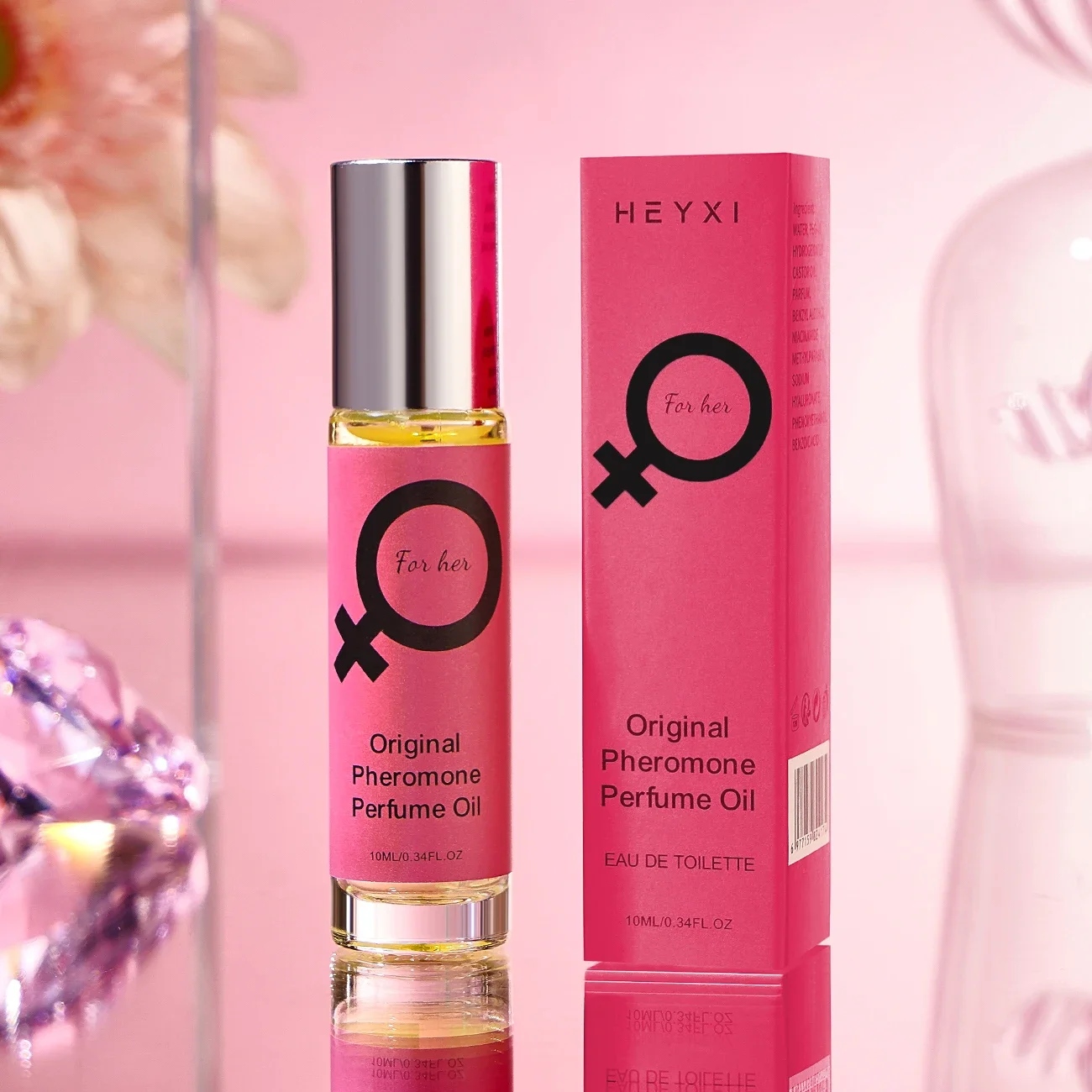 Rose Red Ladies Rolling Fragrance, Long Lasting Floral Scent Fresh Natural, Christmas Holiday Gift for Women Dating Mini Perfume
