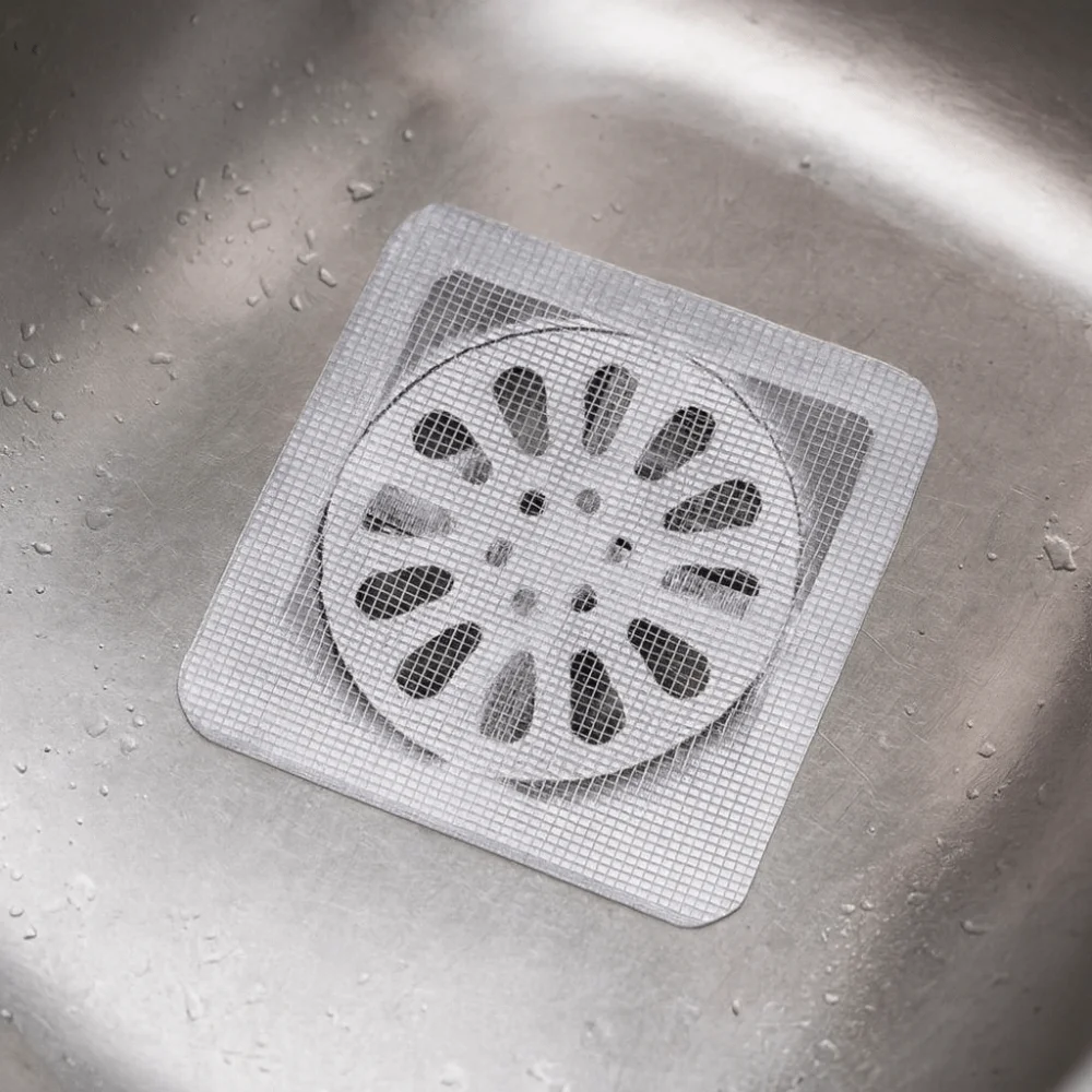 10/30/50pcs Disposable Shower Drain Hair Catcher Mesh Design Firmly Adhered Floor Sink Strainer Replaceable Shower Drain Covers