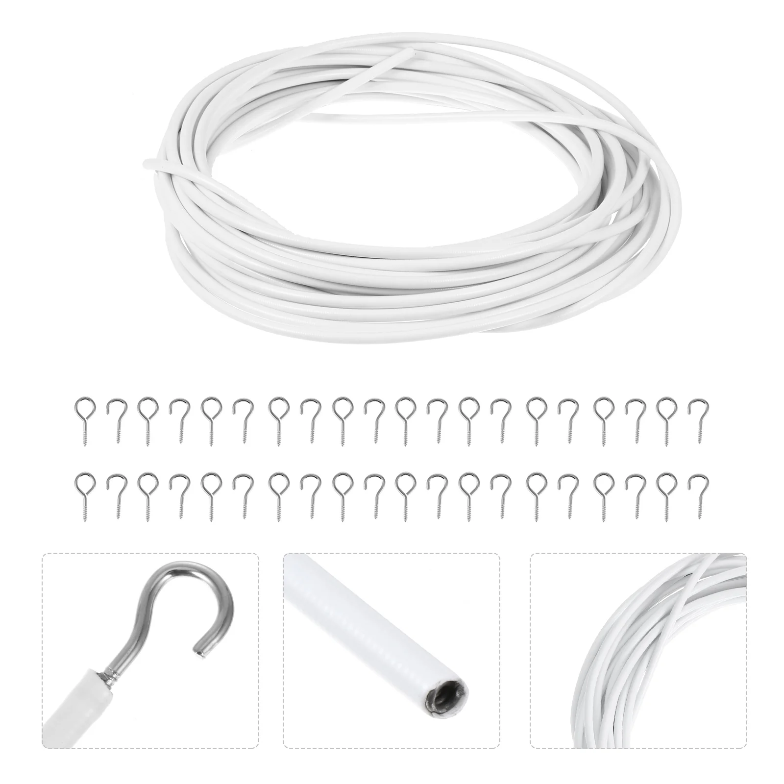 Vorhang Draht Kabel Hängen Fenster Saiten Weiß Spannung System Beschichtet Seil Net Kabel Foto Ringe