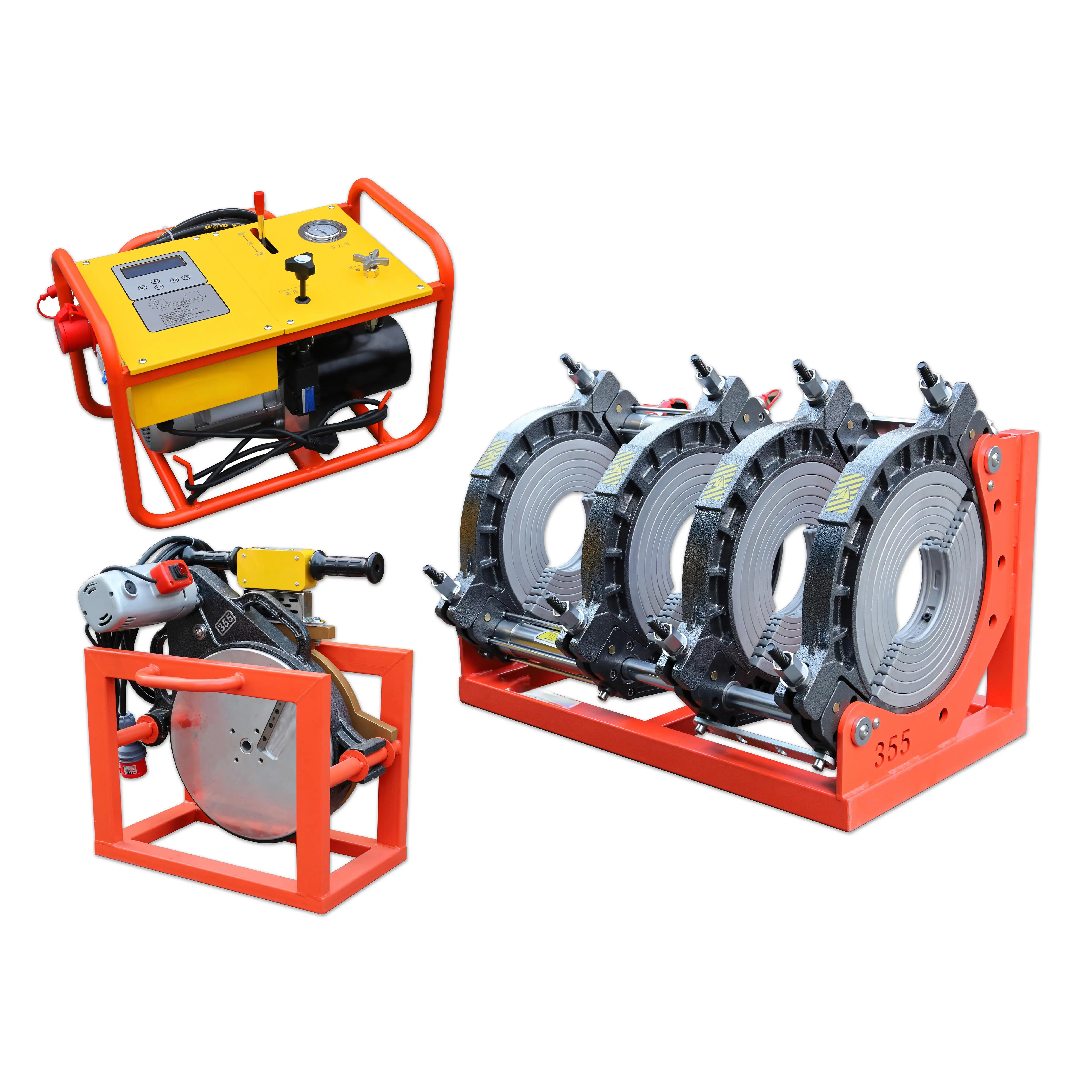 

160-355 мм полуавтоматический сварочный аппарат для стыковой сварки труб HDPE со встроенными алюминиевыми зажимами для литья под давлением