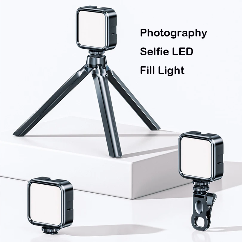 LED Selfie Fill Light,Clip Tripod Stand,for Video,Photos,Make Up,3 Color Mode Controller,USB Charging Powered,for Phone/Laptop