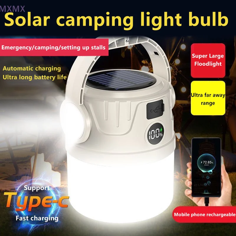 

Перезаряжаемый светодиодный фонарь для кемпинга, портативный светодиодный фонарик для кемпинга, солнечный перезаряжаемый водонепроницаемый уличный фонарь