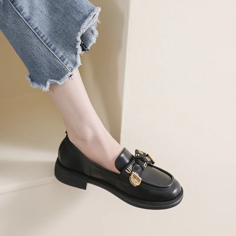 Women Girl Lolita JK Uniform Pump Cute Mary Jane Low heel 3cm bow  Casual Loafers Pu Leather Slip on Flat Moccasins Shoes A26-44