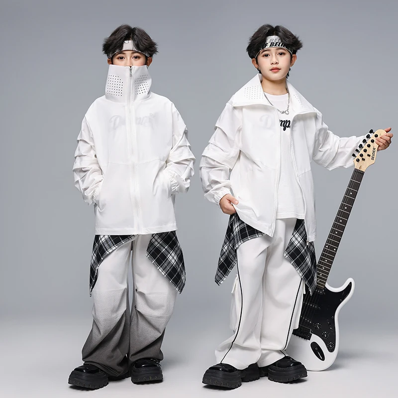 

Hip Hop Girls Cool Shirt Loose Joggers Boys Jazz Jacket Cargo Pants Children Streetwear Costumes Kids Street Dance Clothes Sets