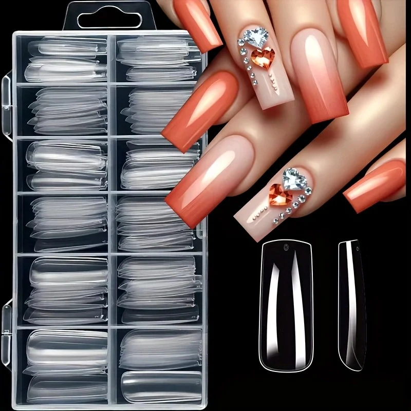 120 Stück transparente Nägel in den Formen Coffin/Mandarin/Aprilion/Quadrat/Oval/andere Formen, weiche Acryl-Press-On-Nägel in 12 Größen, geeignet für DIY-Nagelkunst zu Hause und den Gebrauch im