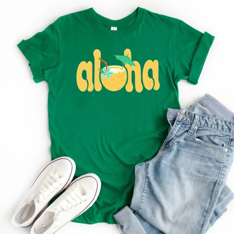 Aloha Pineapple Vacay Graphic T Shirts Gothic Fashion Tops Tees Vintage Summer Classic Aloha Pineapple Women Clothing XL